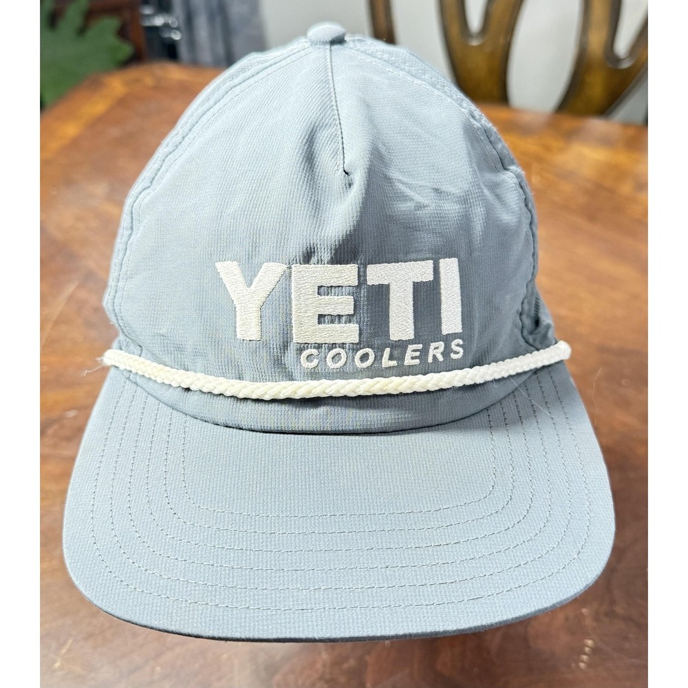 Yeti Coolers Hat Cap Snap Back Gray Rope Logo Outdoor‎ Fishing Boating Mens